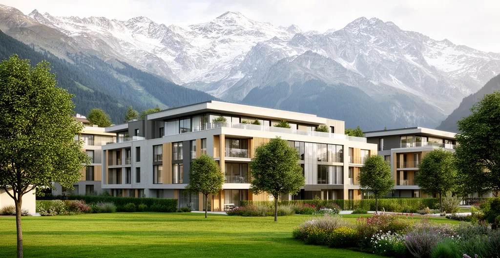 Résidence appart-hôtel moderne à Archamps avec vue sur les Alpes